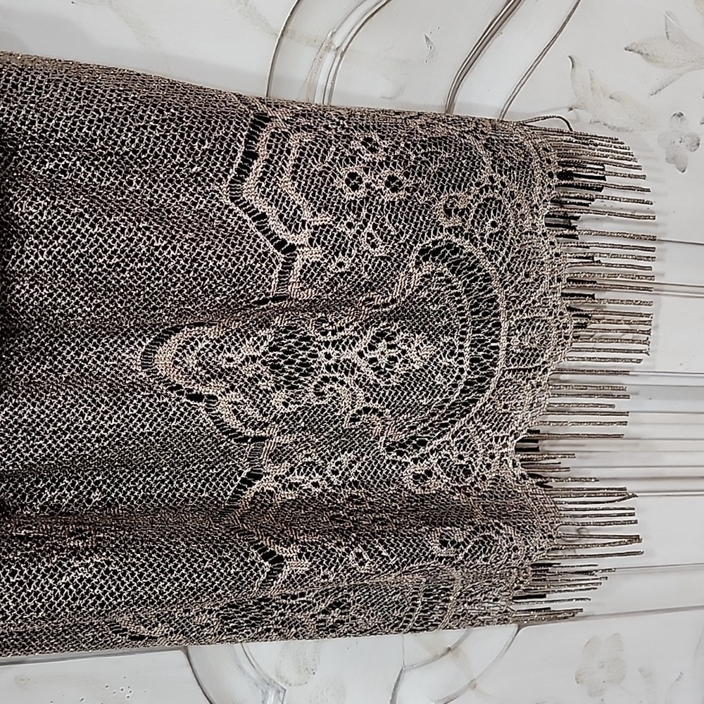 NWT SLNY Gold Blouson Halter Crochet Fringe Hem Short Dress Sz 8P - Picture 5 of 10